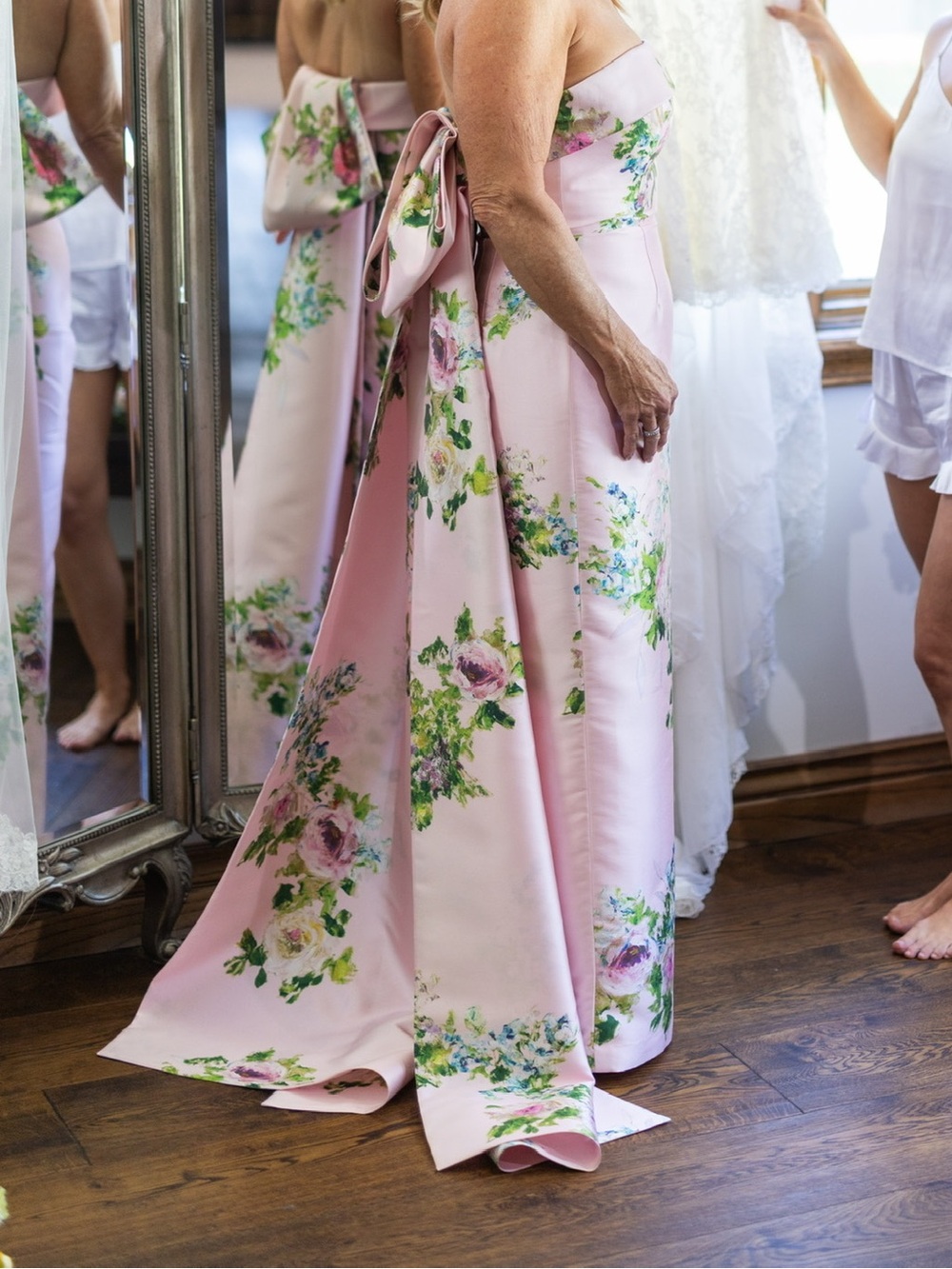 Audrey Brooke 6430 Mikado Strapless Floral Satin Gown in Blush Pink Dress - Picture 7 of 12